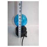 Blue Glass Orb Table Lamp with Black Base