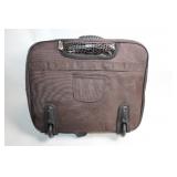 Used Brown Rolling Luggage with Faux Croc Accents