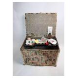 Vintage Deco Trunk with Sewing Supplies