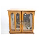 Wooden Jewelry Cabinet with Decorative Drawers and Glass Panel Doors