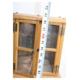 Vintage Wooden Display Cabinet with Glass Doors and Drawers