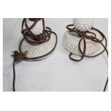 Pair of Vintage Milk Glass Hobnail Table Lamps