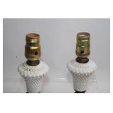 Pair of Vintage Milk Glass Hobnail Table Lamps