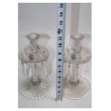 Pair of Vintage Glass Prism Candlestick Holders