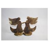 Pair of Brass Angel Figurines with Winged Design