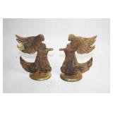 Pair of Brass Angel Figurines with Winged Design