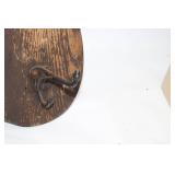 Vintage Wooden Wall Mirror with Coat Hooks