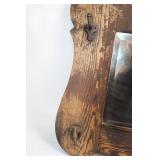 Vintage Wooden Wall Mirror with Coat Hooks