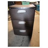 Three-Drawer Plastic Storage Unit with Rattan Design