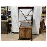 Rustic Bookshelf Cart With Bottom Storage Cabinet