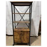 Rustic Bookshelf Cart With Bottom Storage Cabinet