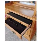 Two Piece Cochrane Lighted Oak Hutch