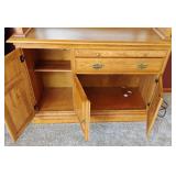 Two Piece Cochrane Lighted Oak Hutch