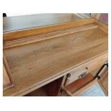 Two Piece Cochrane Lighted Oak Hutch