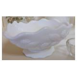 Pair of Vintage Jeanette Petal Swirl Ultramarine and Two Sterling Weighted Candle Sticks