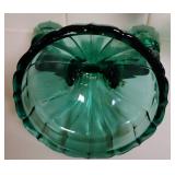 Pair of Vintage Jeanette Petal Swirl Ultramarine and Two Sterling Weighted Candle Sticks