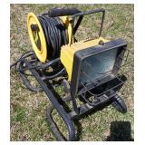 Pair of Plastic Sawhorses, Rope, Shop Light, Metal Sign