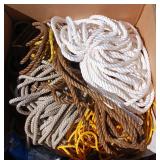 Pair of Plastic Sawhorses, Rope, Shop Light, Metal Sign