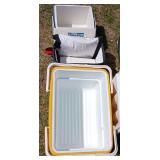 Shop Vac, Box Fan, Vintage Sears Cooler, Garden Hose, Tarp