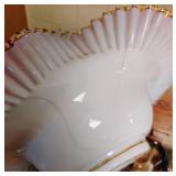 Pink Depression Glass and Victorian hand-painted glass bride