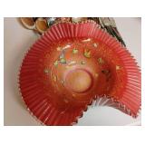 Pink Depression Glass and Victorian hand-painted glass bride