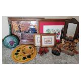 Eleven Piece Home Decor LOT -  Framed Pictures, Vintage Iron