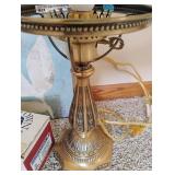 Blue Art and Decor and Brass Home Decor with Brass Lamp LOT