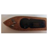 Vintage Electric-Powered Wooden Toy Boat w/ International Models Inc. Outboard Motor DC Powered