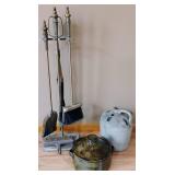 Brass Fireplace Tools, Vintage and Antique Jug Crock