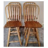 Set of Four Stools - Swivel Solid Oak Very Nice