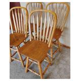 Set of Four Stools - Swivel Solid Oak Very Nice