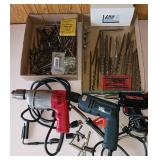 Two Electric Hand Drills - Milwaukee and B&D, Drill Bits, Weller Soldering Gun