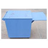 Vintage Metal Folding Table and Shop Made Storage Cabinet