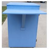 Vintage Metal Folding Table and Shop Made Storage Cabinet