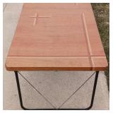 Vintage Metal Folding Table and Shop Made Storage Cabinet