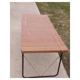 Vintage Metal Folding Table and Shop Made Storage Cabinet