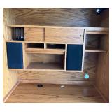 Armoire Style Oak Computer Cabinet with Chair