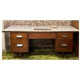 Large Wooden Four Drawer Desk / Sewing Table