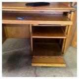 Armoire Style Oak Computer Cabinet with Chair