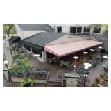 RED & WHITE STRIPE CANOPY WITH ALUMINUM FRAME