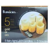 Fusion Fairy Light Multifunction Remote Control LED Candles, Gold (5 Count)