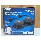 Feit Electric Triple Outlet Outdoor Smart Plugs, 2-Pack, WiFi, Controls Devices from Anywhere, Voice Control