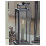 Pack of 3 Tower Lanterns - LED Candle with Remote - Gray Finish - Steel