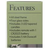 Pack of 3 Tower Lanterns - LED Candle with Remote - Gray Finish - Steel