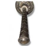 Antique Tibetan Buddhist Prayer Wheel – Silver Metal w/ Coral & Turquoise Stones