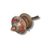 Vintage Tibetan Buddhist Prayer Wheel – Copper & Silver with Mantra Scroll