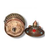 Vintage Tibetan Buddhist Prayer Wheel – Copper & Silver with Mantra Scroll