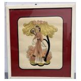 Vintage Haddon Hall Hand-Colored Bernard Framed Artwork Set – Asian-Inspired Figures