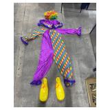 Vintage Harlequin Clown Costume Set – Jumpsuit, Wig, Hat & Shoes