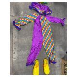 Vintage Harlequin Clown Costume Set – Jumpsuit, Wig, Hat & Shoes